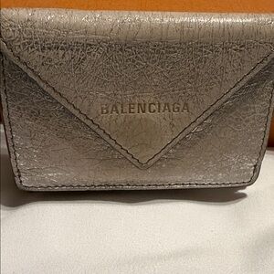 Balenciaga Envelope Mini Wallet Distressed Silver